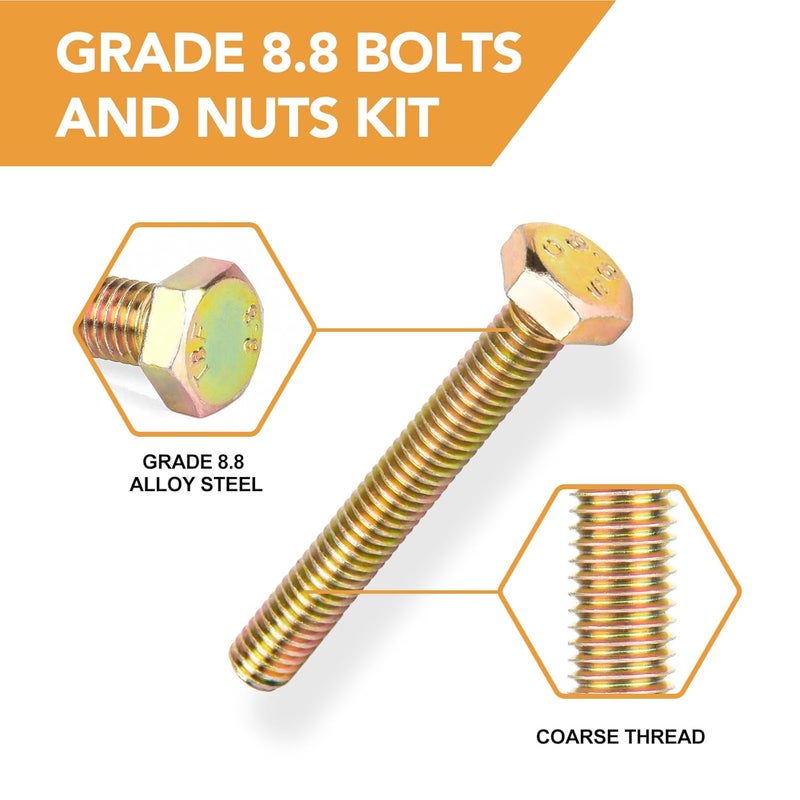 VIGRUE 1045PCS Grade 8.8 Metric Bolts and Nuts Assortment, M4 M5 M6 M8 M10 Bolt Assortment, Heavy Duty Zinc Plated, Length from 12mm - 30mm - Image 3